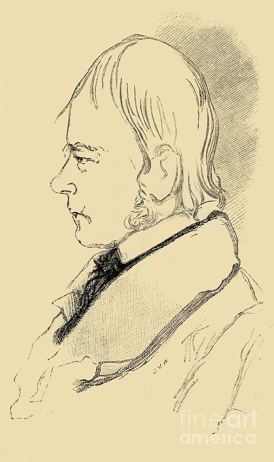 Sir Walter Scott - Copy Of A Sketch Drawing by Print Collector