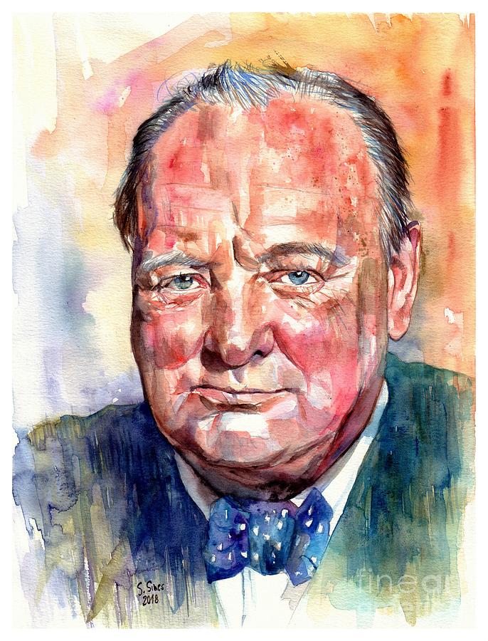 Sir Winston Churchill Portrait Painting by Suzann Sines
