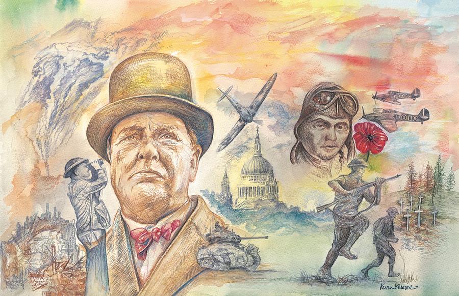 Sir Winston Churchill Second World War Painting by Kevin Derek Moore