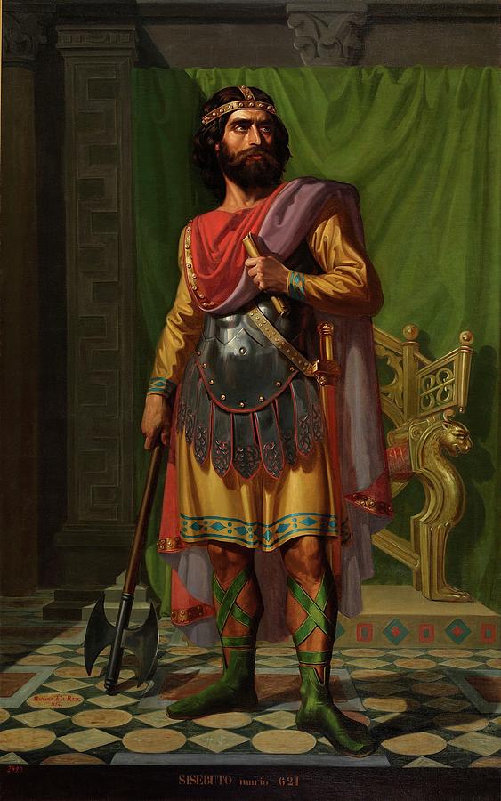 Portrait Painting - Sisebut, Visigothic King, 1854, Spanish School, Canvas, 222 cm x... by Mariano de la Roca y Delgado -1825-1872-