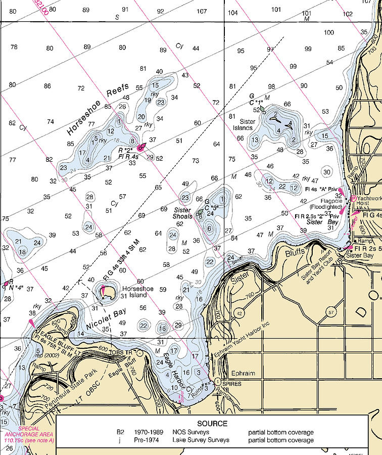 Sisiter Bay-lake Michigan Nautical Chart Mixed Media by Sea Koast | Pixels