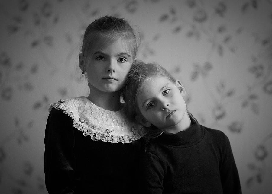 Black And White Photograph - Sisters by Anna Oleinik
