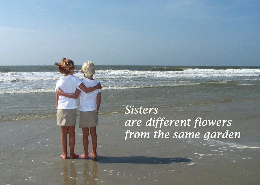 Sisters Flowers Garden Card Photograph by Jerry Griffin