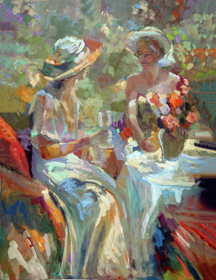 Wine Painting - Sisters In the Napa Valley by Sally Rosenbaum