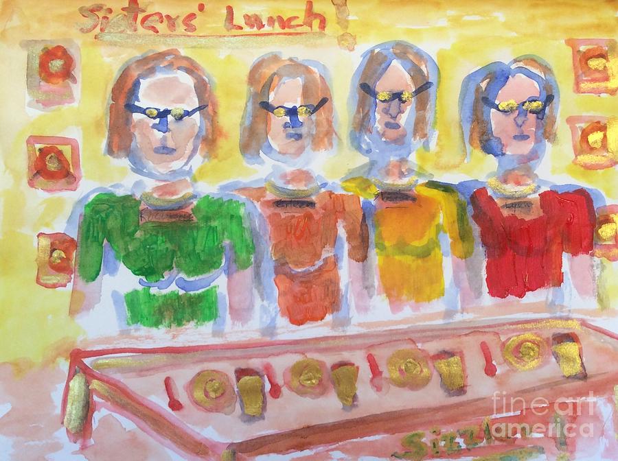 Sisters Lunch Painting by Richard W Linford