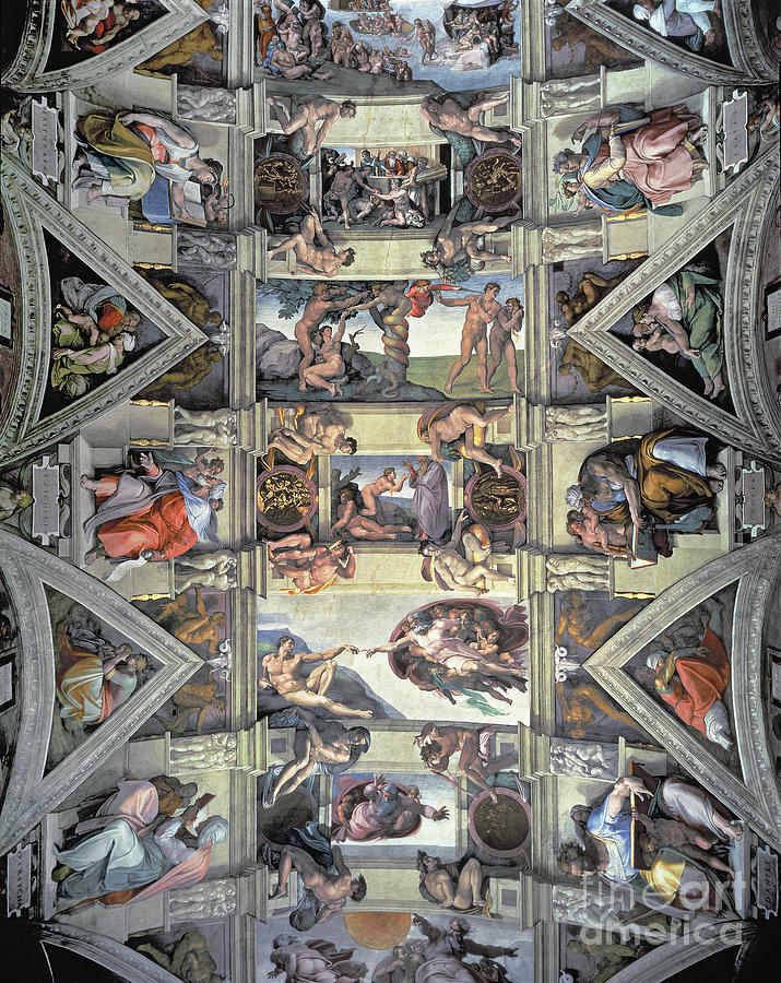Sistine Chapel Ceiling And Lunettes, 1508-12 Painting by Michelangelo Buonarroti