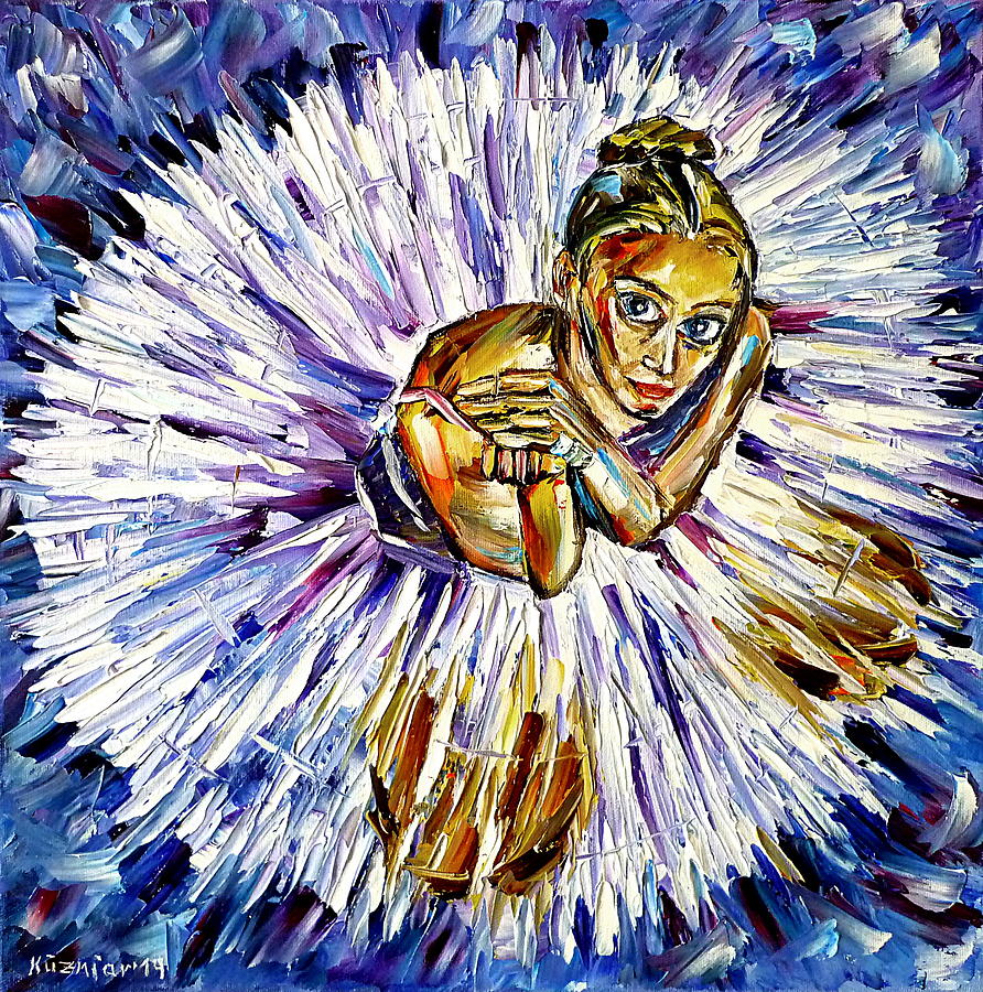 Sitting Ballerina Painting by Mirek Kuzniar