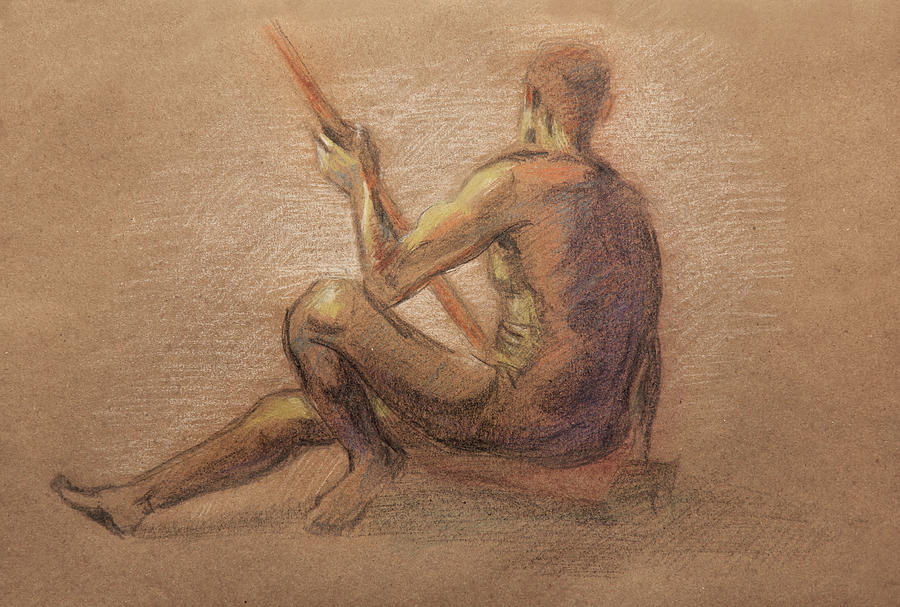 Sitting man. Study 2 Drawing by Masha Batkova
