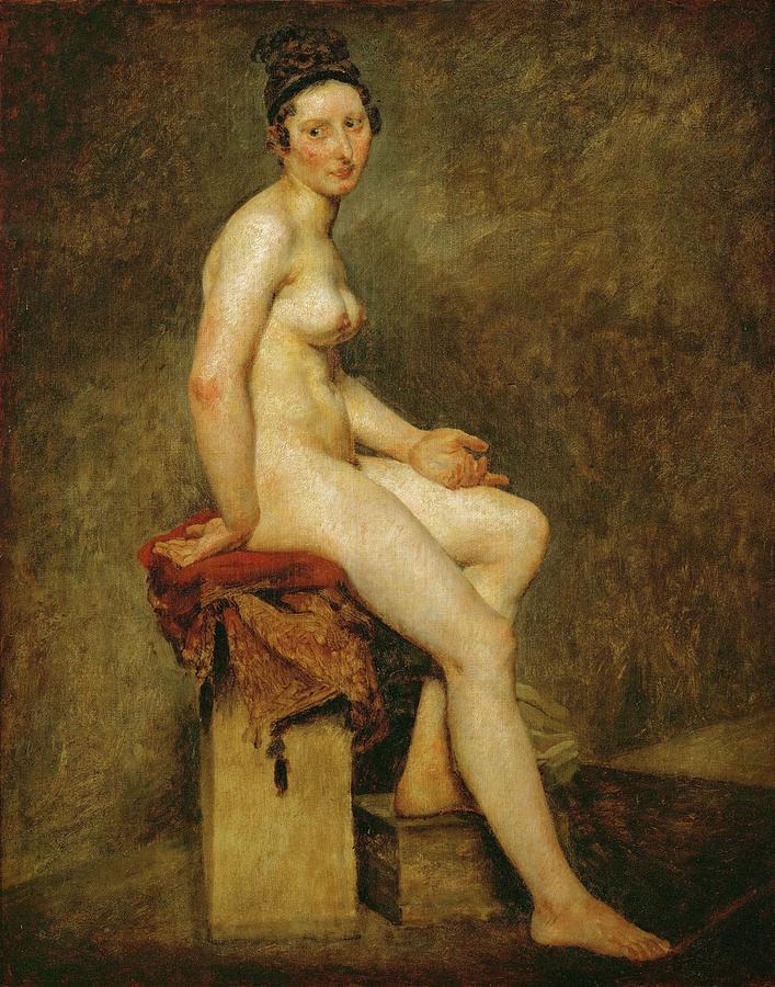 Sitting nude, also called Mlle. Rose -a professional model in the studio of Pierre-Narcisse Guerin-. Painting by Eugene Delacroix -1798-1863- Sitting nude, also called Mlle. Rose -a professional model in the studio of Pierre-Narcisse Guerin-. Painting by Eugene Delacroix -1798-1863-