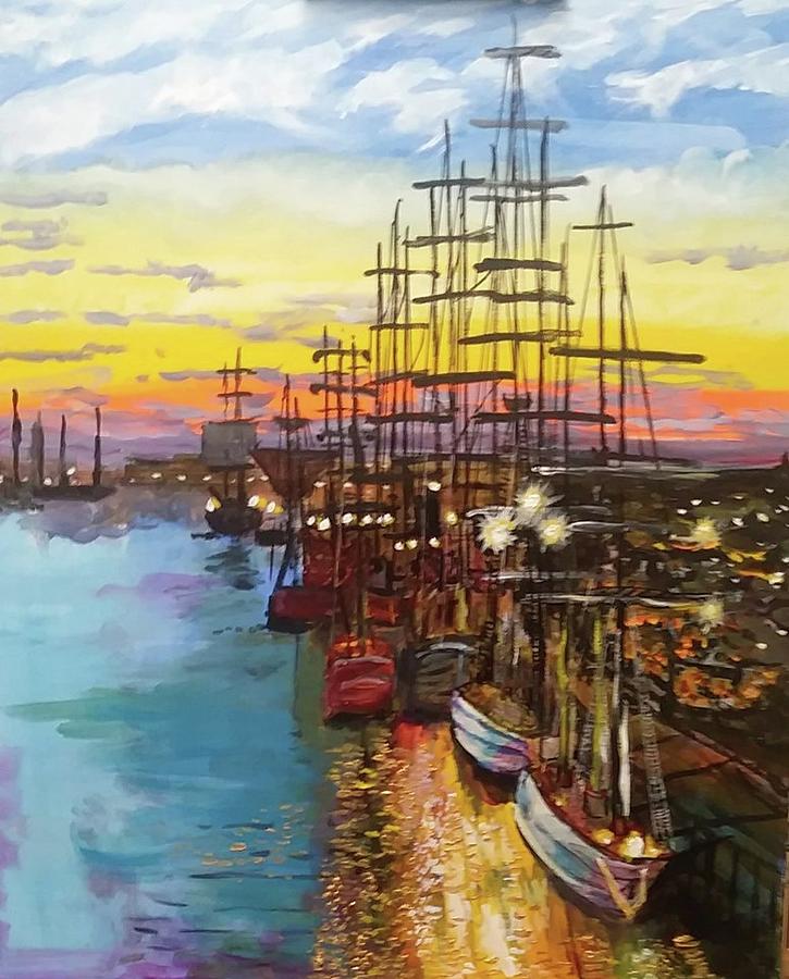 Sitting on the Dock of the Bay Painting by Mike Benton