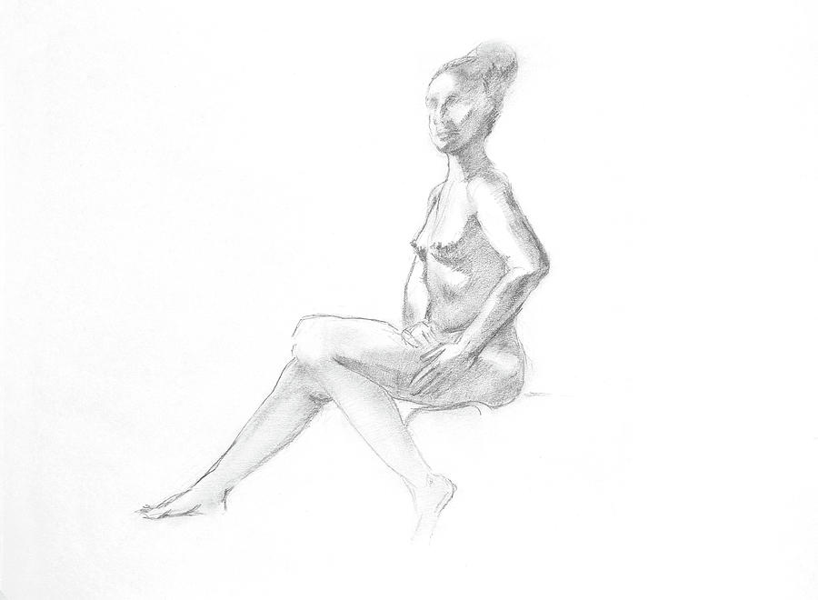 Sitting Woman. Study 2 Drawing by Masha Batkova