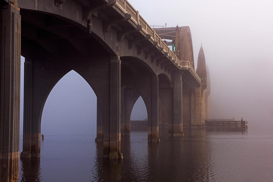 Siuslaw Bridge in the Fog Photograph by David Lunde
