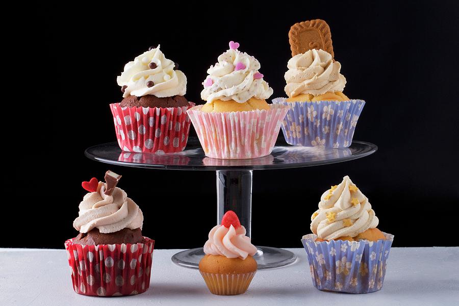 Six Cupcakes With Different Decorations Photograph by Lydie Besancon