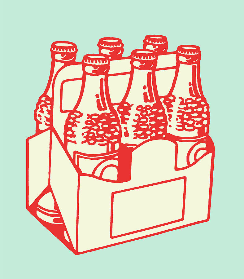 Beer Drawing - Six Pack of Bottled CSA Archive by CSA Images