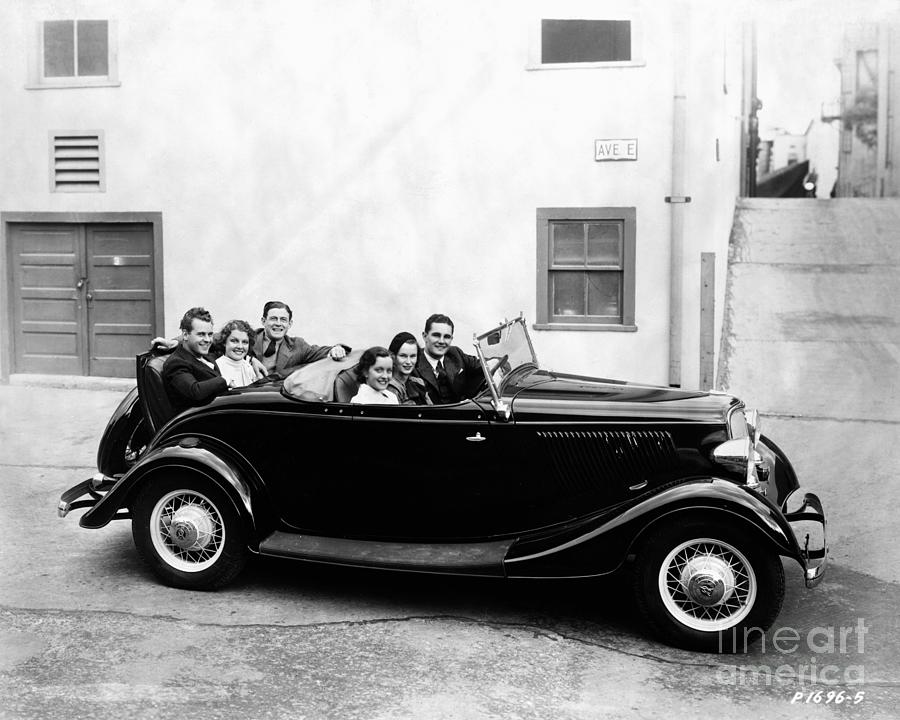 Six People Seated In Ford Convertible Photograph by Bettmann