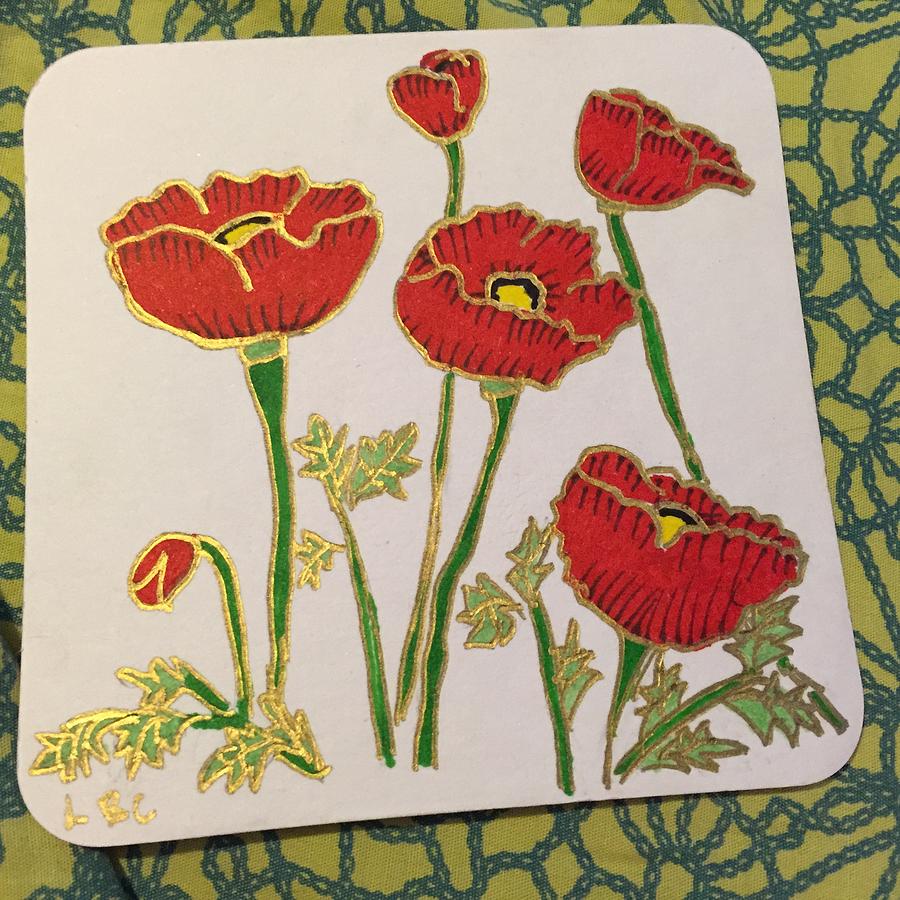 Six Red Poppies Drawing By Lisa Baird