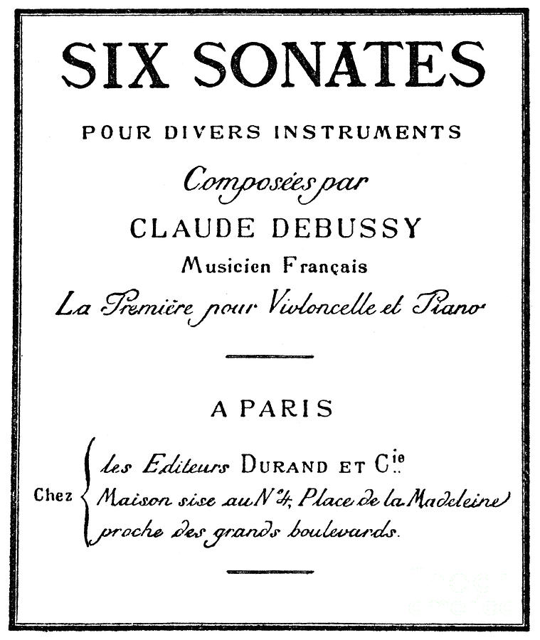 Six Sonatas  Score Cover By Claude Debussy Drawing by European School