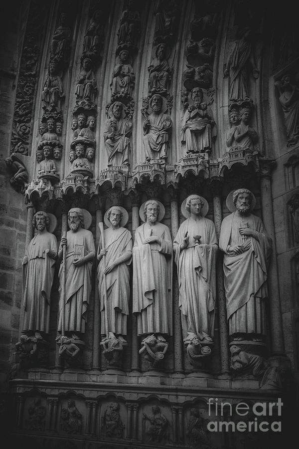 Six Statues at Entrance of Notre Dame, Paris 2016 Photograph by Liesl Walsh