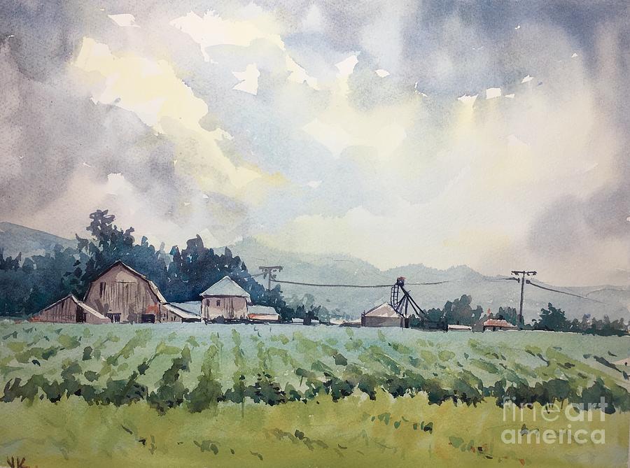 Watercolor Painting - Skagit Farm by Yohana Knobloch Watercolor Painting - Skagit Farm by Yohana Knobloch