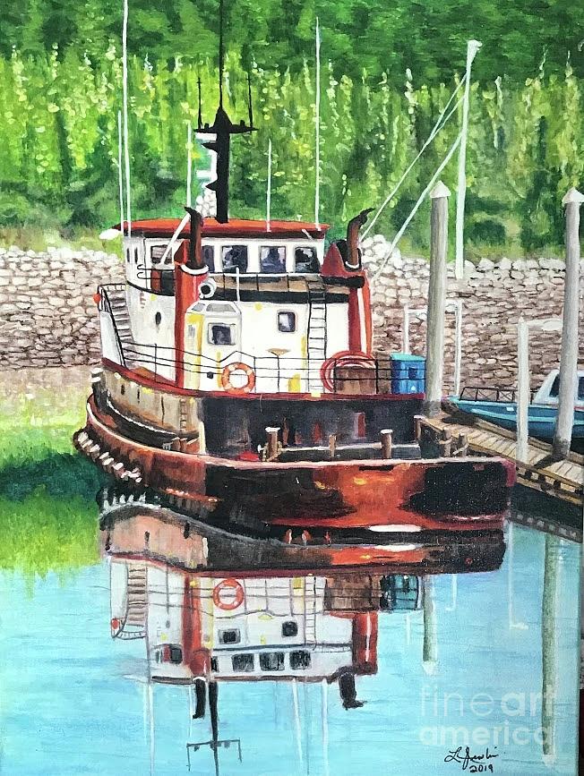 Skagway Tug Boat Painting by Linda Gustafson-Newlin