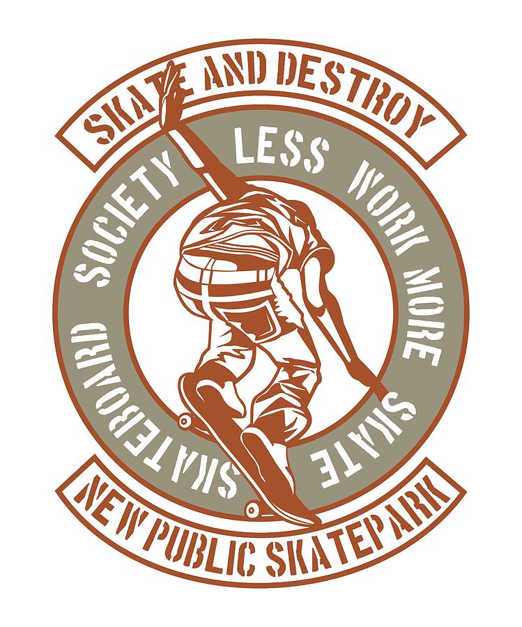 Vintage Digital Art - Skate and Destroy by Long Shot
