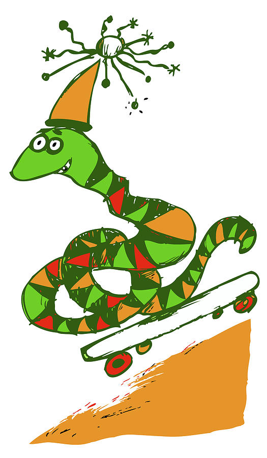 Animal Digital Art - Skateboard Snake by Carla Martell