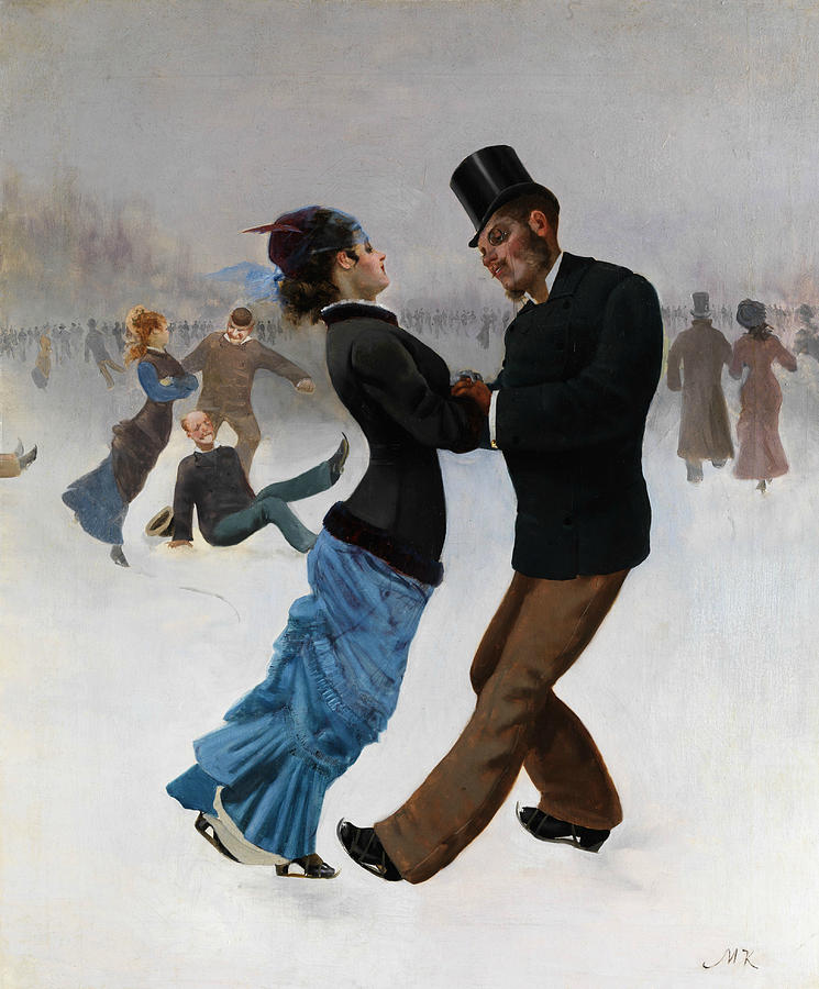 Skaters Painting by Max Klinger