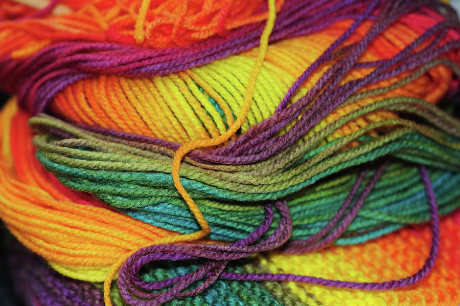 Skein of Rainbow Colored Threads Photograph by Jenny Rainbow