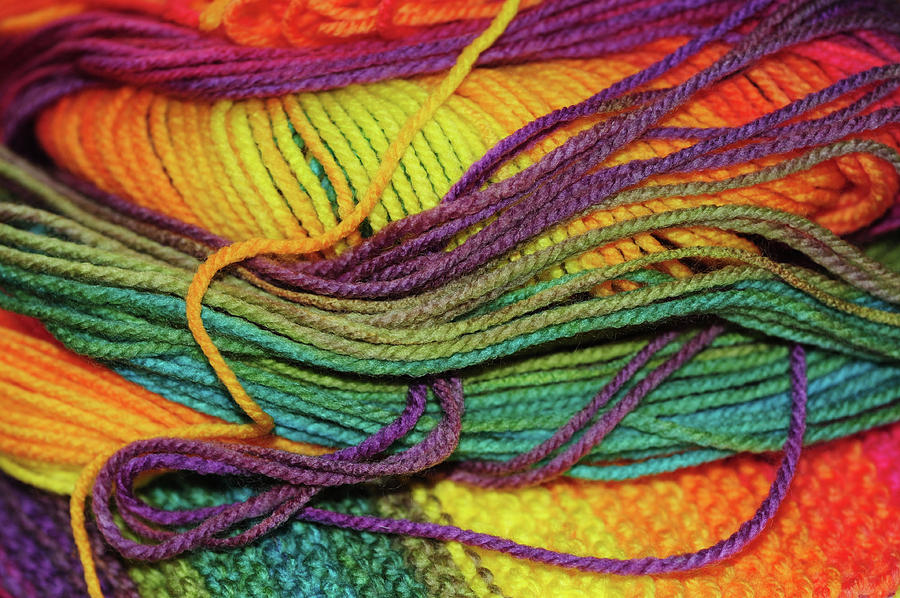 Skein of Rainbow Colored Threads. Knitting Passion Photograph by Jenny Rainbow