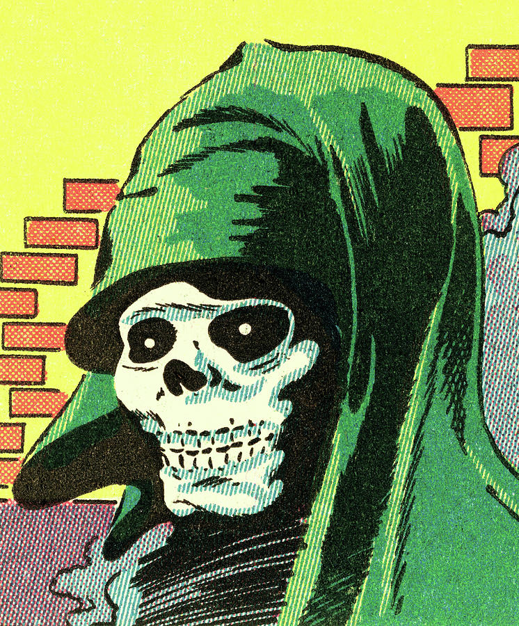 Halloween Drawing - Skeletal Grim Reaper by CSA Images