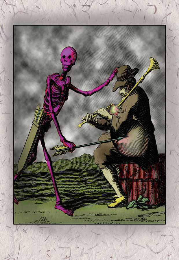 Skeleton and Musician Painting by Unknown