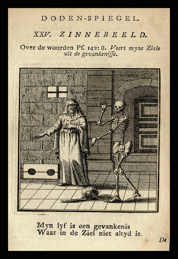 Skeleton and Prisoner Painting by Abraham a Sancta Clara