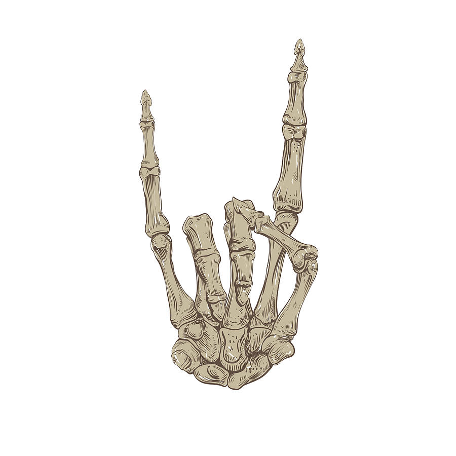 Skeleton hand heavy metal, vector illustration - Vector Digital Art by ...