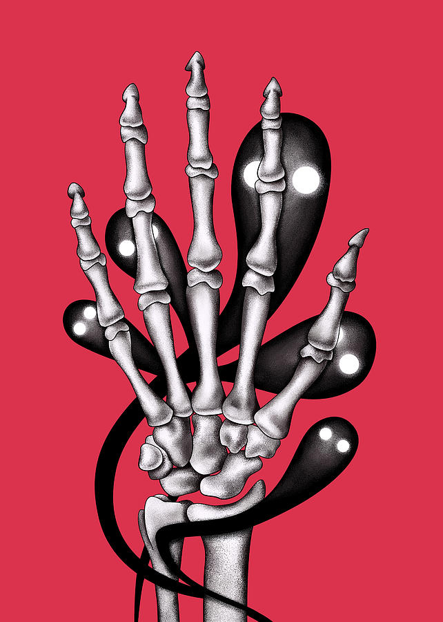 Skeleton hand with creepy ghosts Digital Art by Boriana Giormova