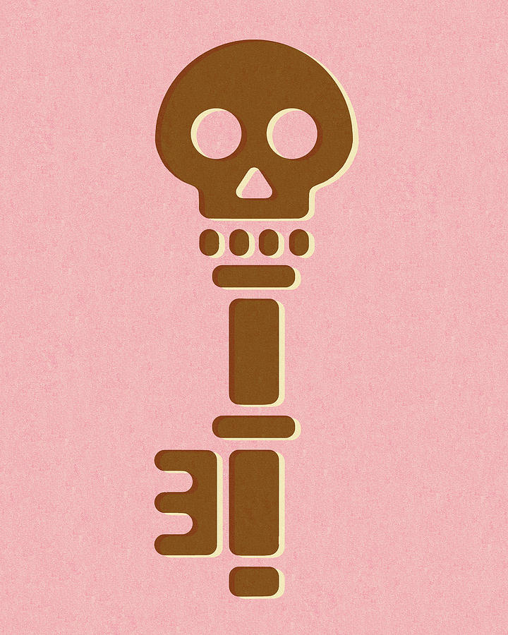 Halloween Drawing - Skeleton Key on Pink Background by CSA Images