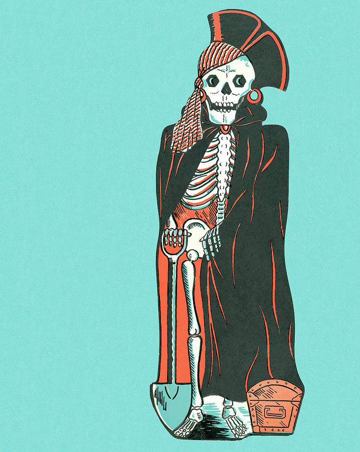 Skeleton Drawing - Skeleton pirate by CSA Images