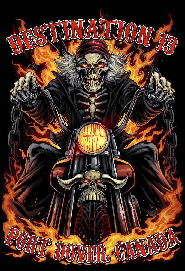 Motorcycle Digital Art - Skeleton Rider With Text by Flyland Designs