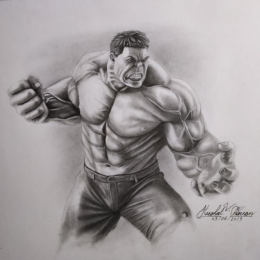 Sketch of The Hulk by young artist by Harshal Chavan.