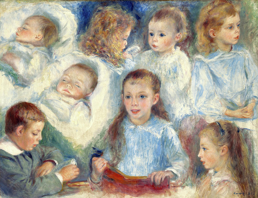 Pierre-auguste Renoir Painting - Sketches Of Heads, The Berard Children, 1881 by Pierre-Auguste Renoir Pierre-auguste Renoir Painting - Sketches Of Heads, The Berard Children, 1881 by Pierre-Auguste Renoir