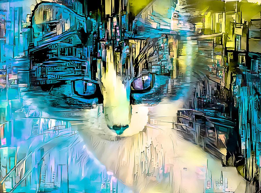 Sketchy Kitty Blue Digital Art by Don Northup