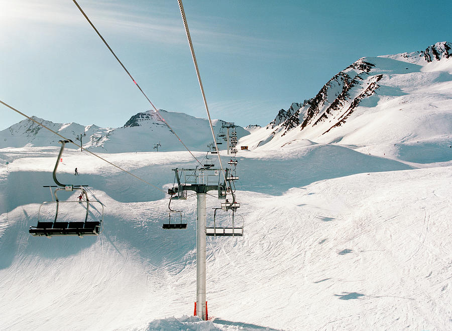 Ski Lift In Sunny Snowy Landscape Photograph by Muriel De Seze