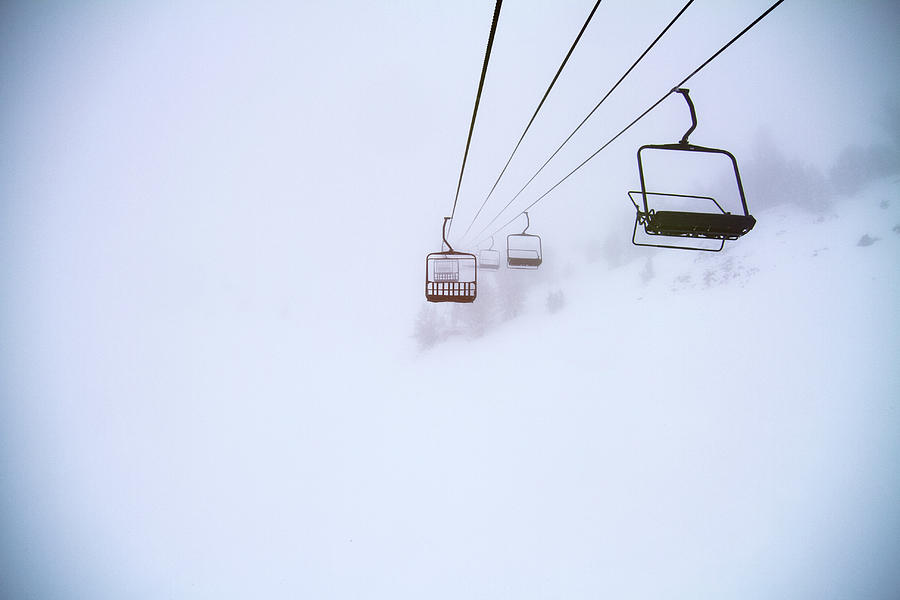 Transportation Photograph - Ski Lifts On Snow Covered Landscape by Cavan Images