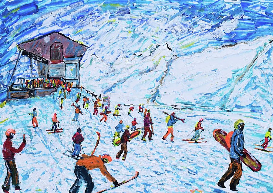 Ski Poster of Zermatt Painting by Pete Caswell