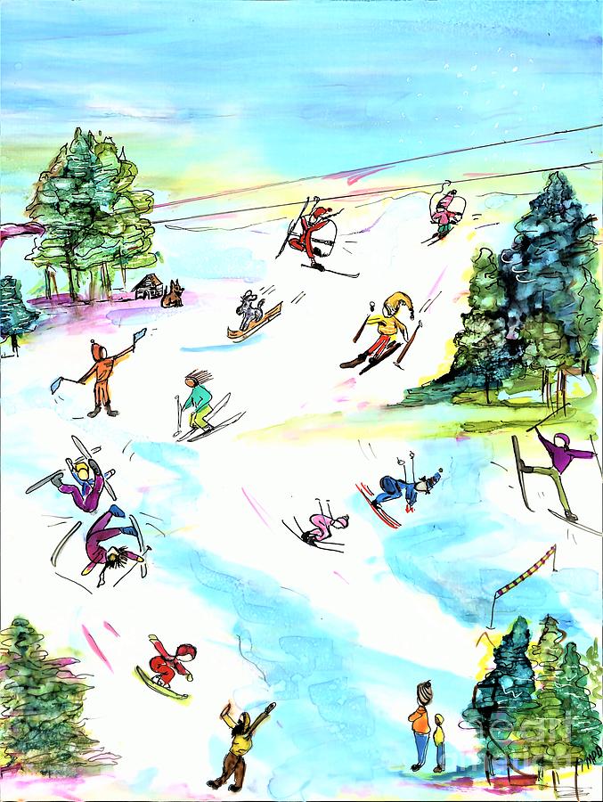 Ski Slope 2 Painting by Patty Donoghue