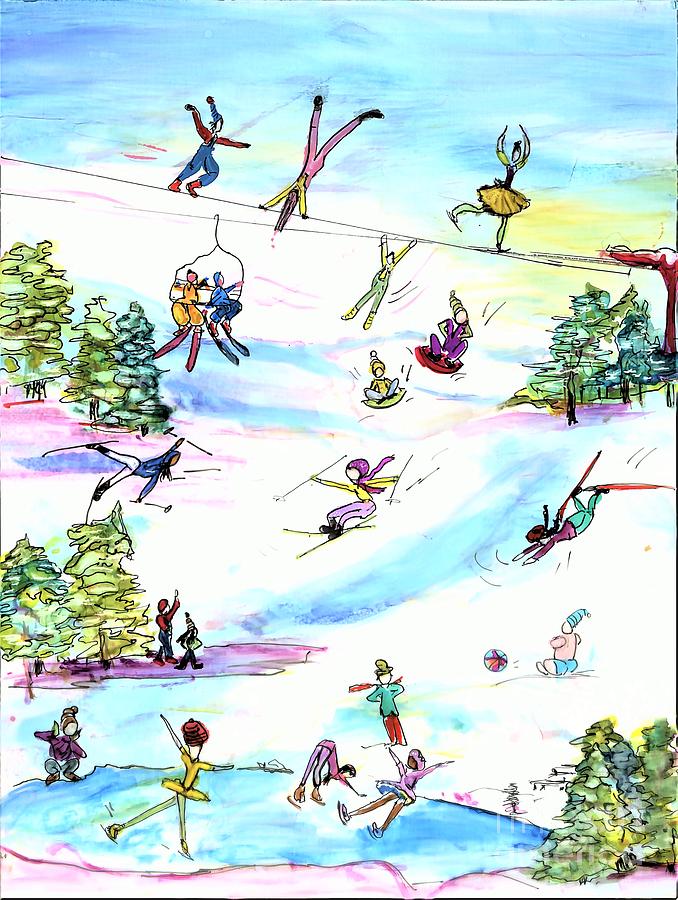 Ski Slopes 1 Painting by Patty Donoghue