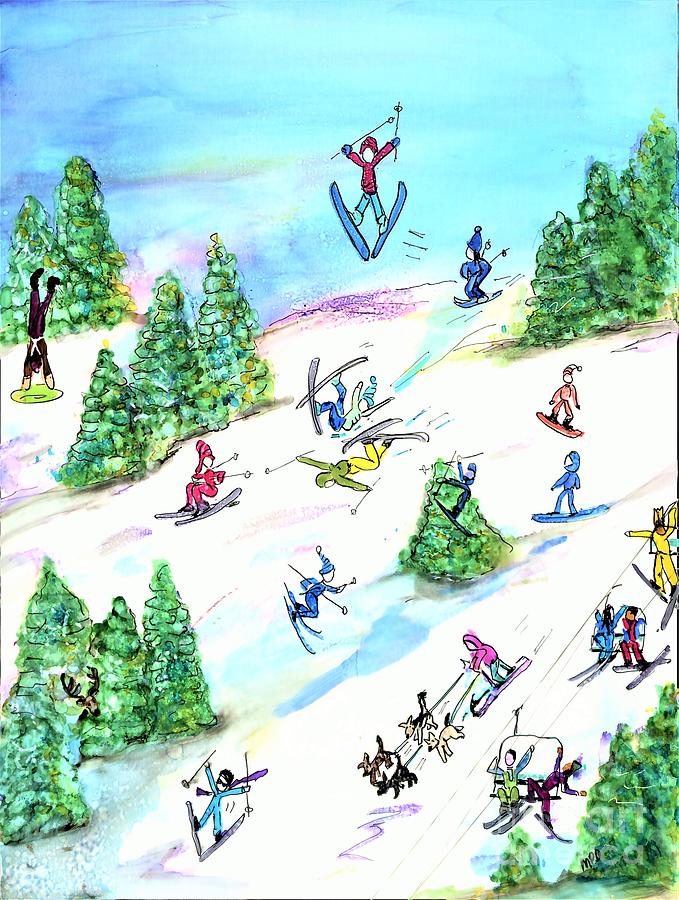 Ski Slopes 3 Painting by Patty Donoghue