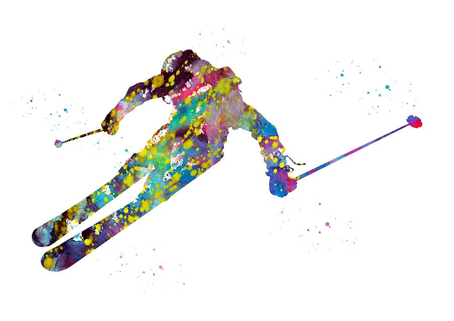 Illustration Digital Art - Ski Snow Boarder by Erzebet S