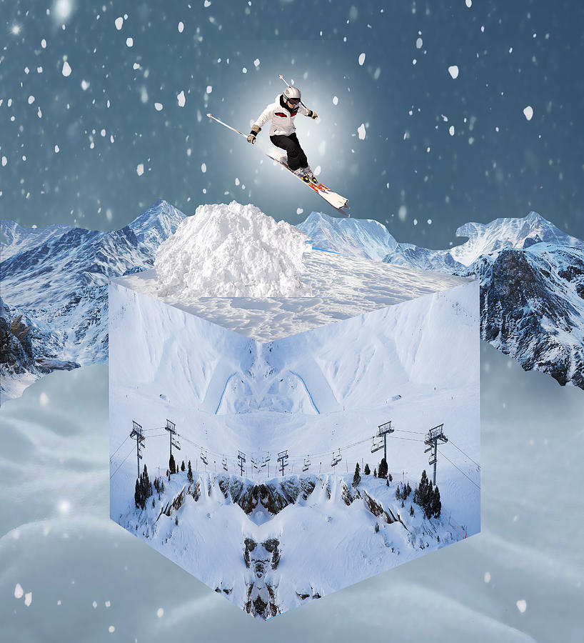 Ski Snow Mountain Mixed Media by Marvin Blaine