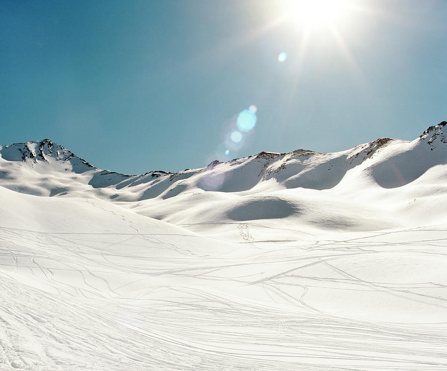 Ski Tracks In Snowy Mountains Photograph by Muriel De Seze
