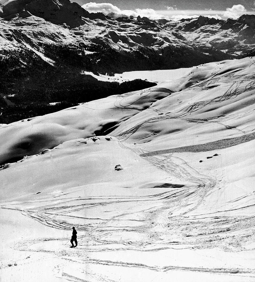 Ski Tracks On Alpine Slopes Of Winter Photograph by Alfred Eisenstaedt Ski Tracks On Alpine Slopes Of Winter Photograph by Alfred Eisenstaedt